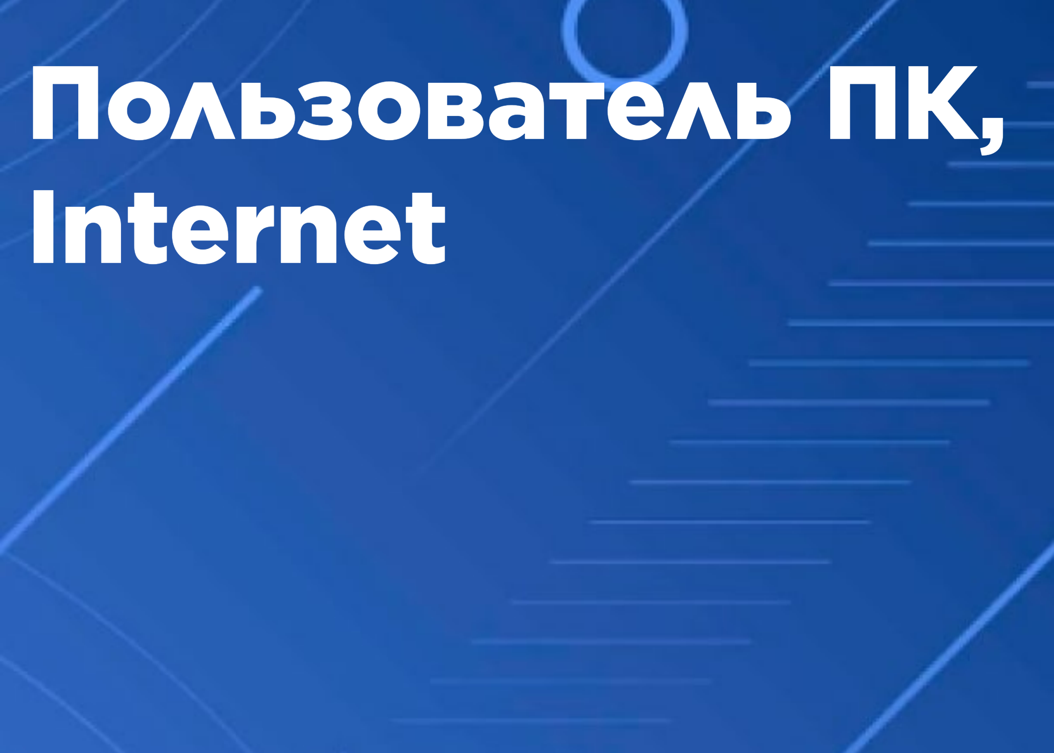 Пользователь персональным компьютером. Internet